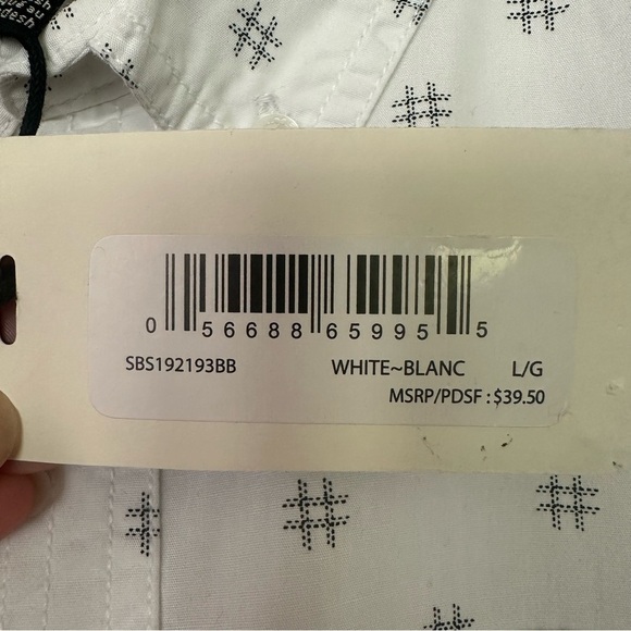 NWT White  Short Sleeve Button Shirt Boys Youth Large  Silver Jeans Tic Tac Toe - Picture 3 of 9